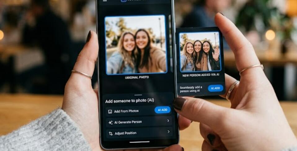 A guy edits photo with AI