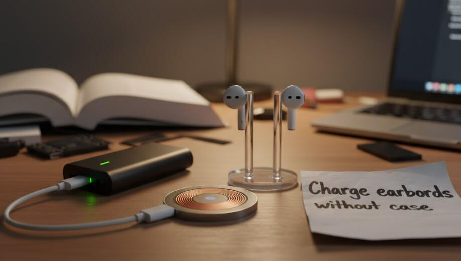 Charge earbuds without case