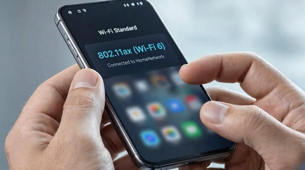 A guy checks WiFi standard on the phone