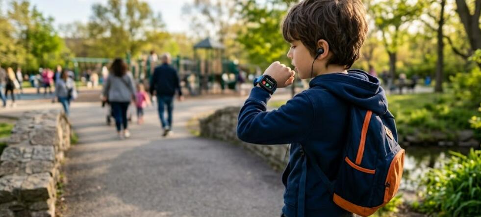 A kid wearing a smartwatch