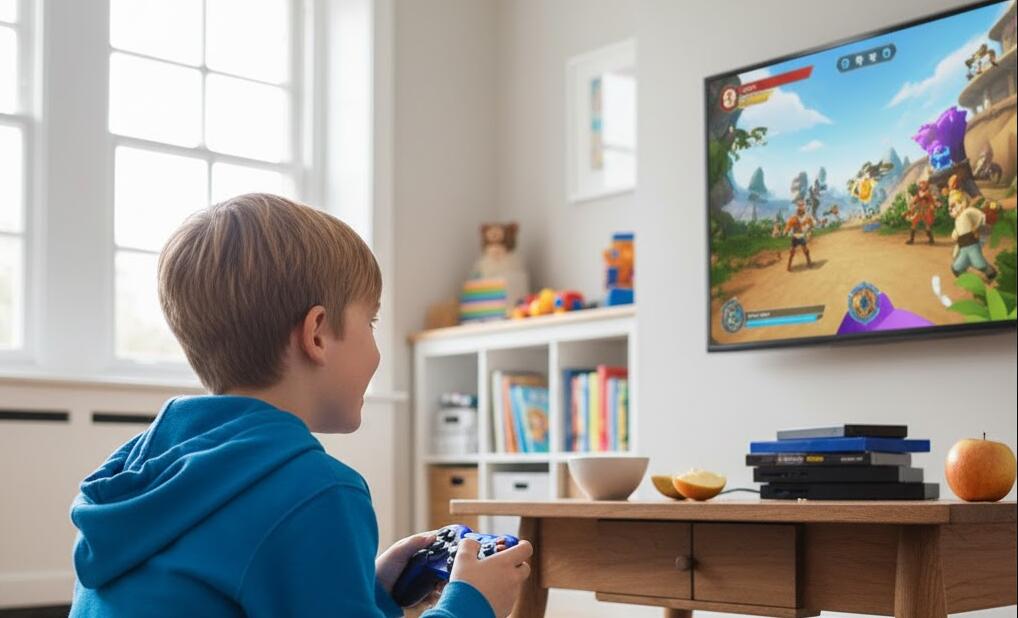 A child play video game