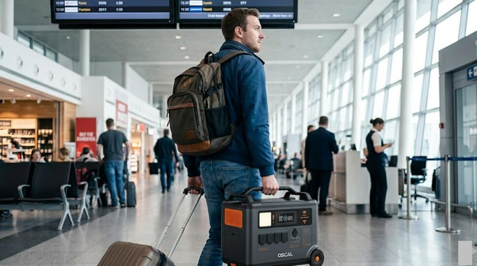 A man takes the OSCAL portable power station