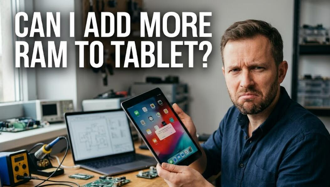 A man check RAM on his talbet
