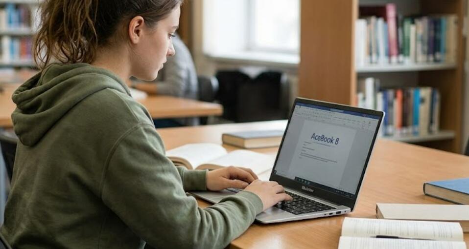 A student uses Blackview AceBook 8 laptop