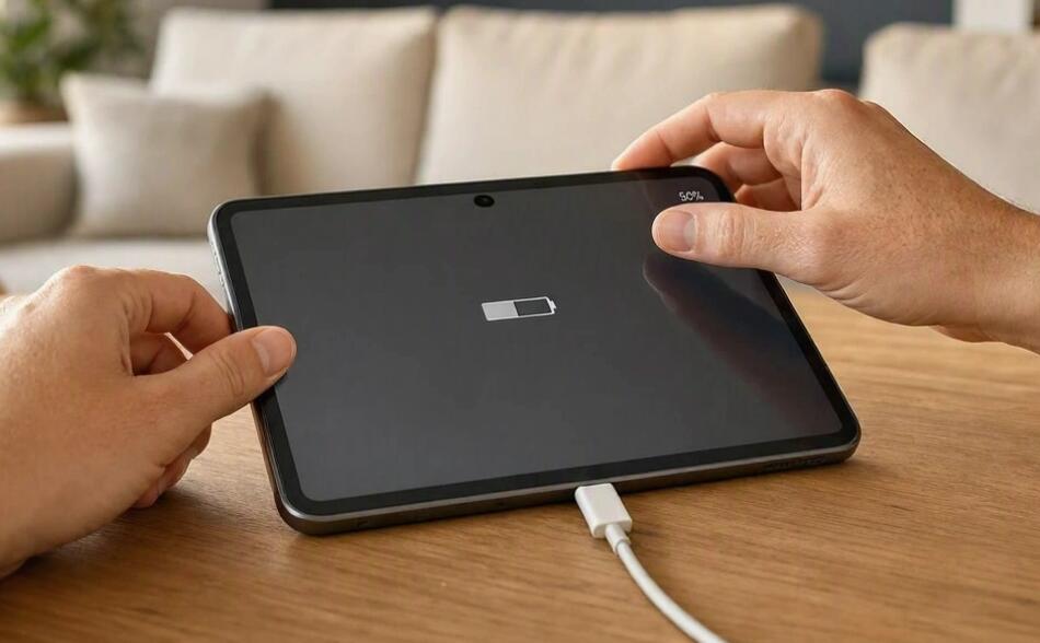 A tablet that charges to half