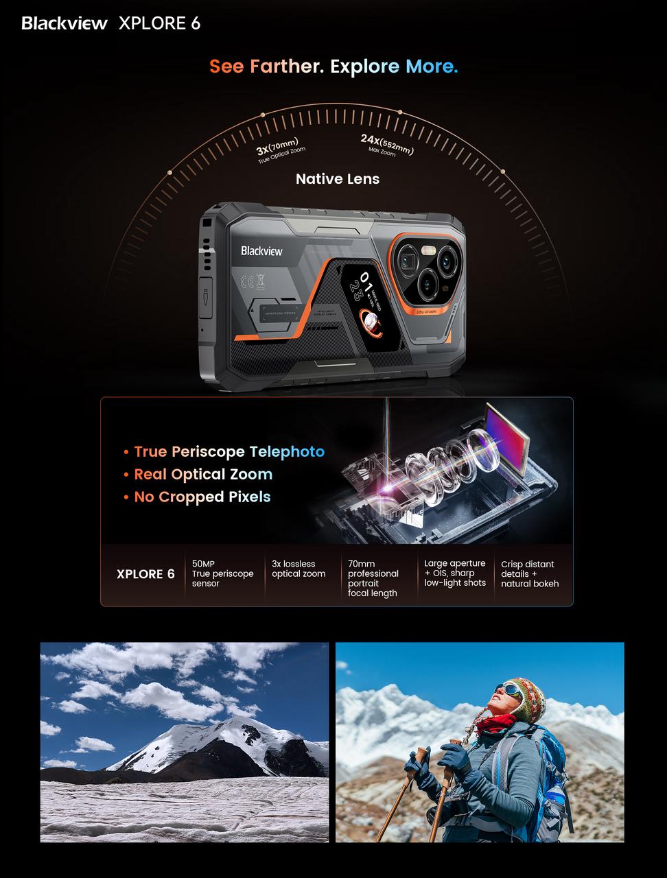 Blackview XPLORE 6 periscope telephoto camera