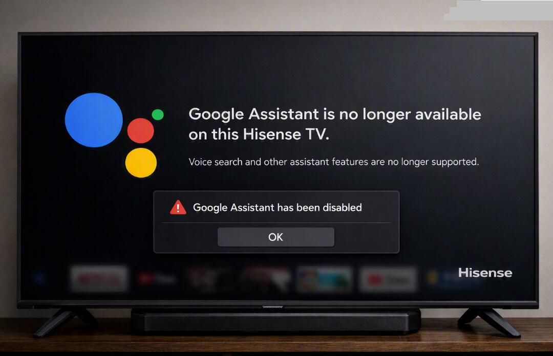 The Hisense TV notes Google Assistant stop responding