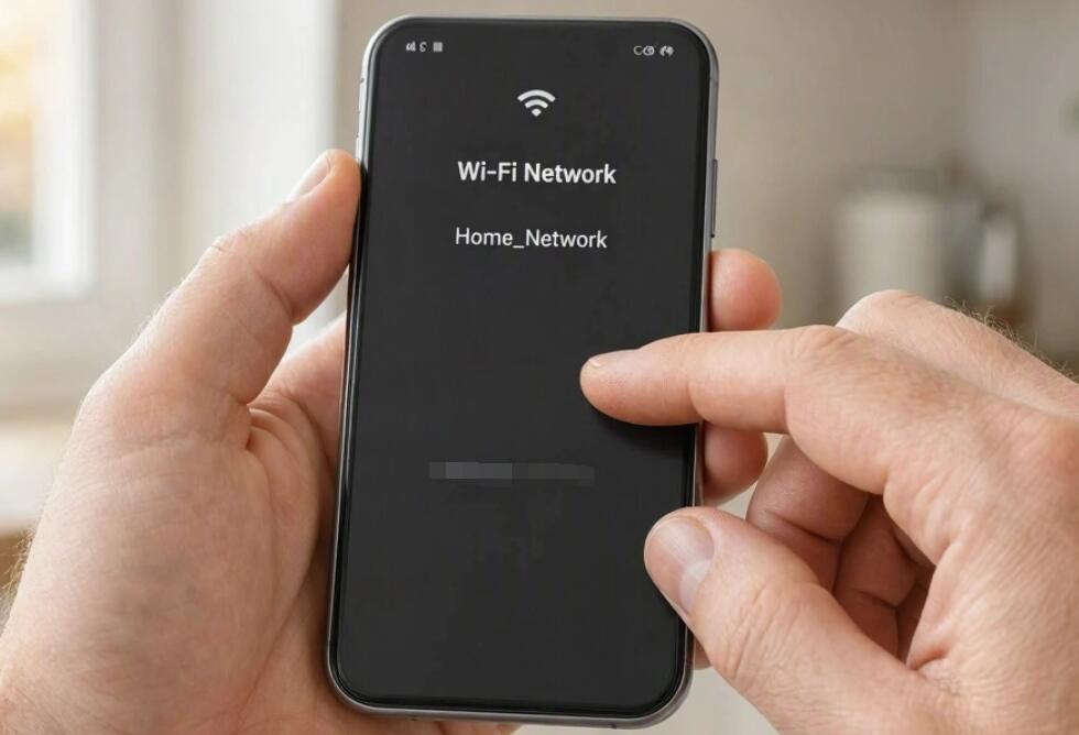 A man checks WIFI info on the phone