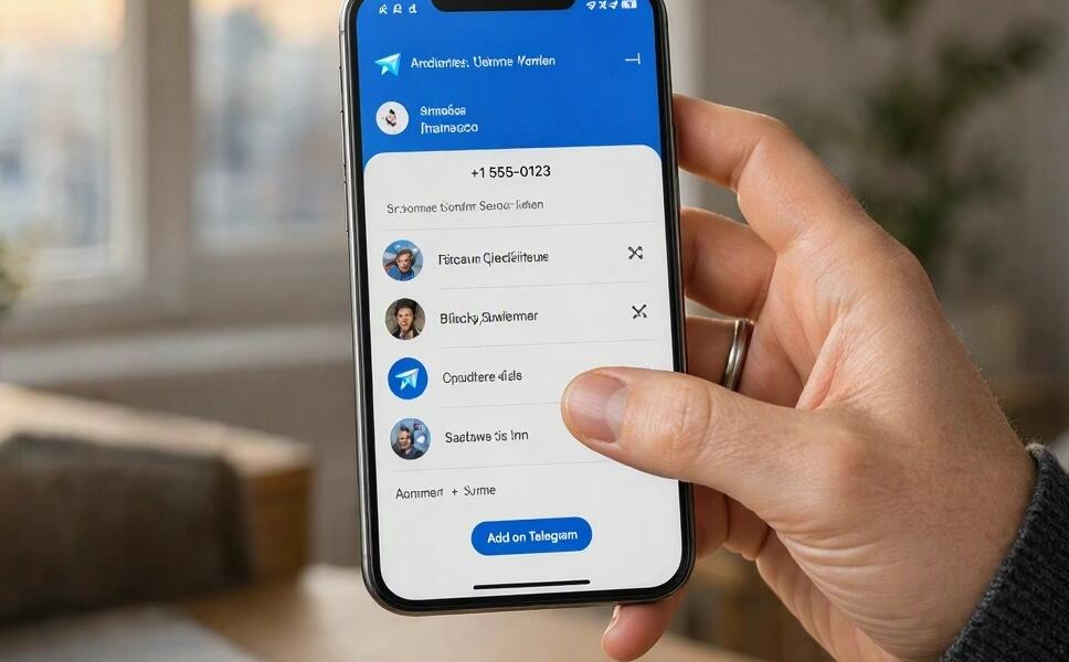 A man adds someone on Telegram on the phone