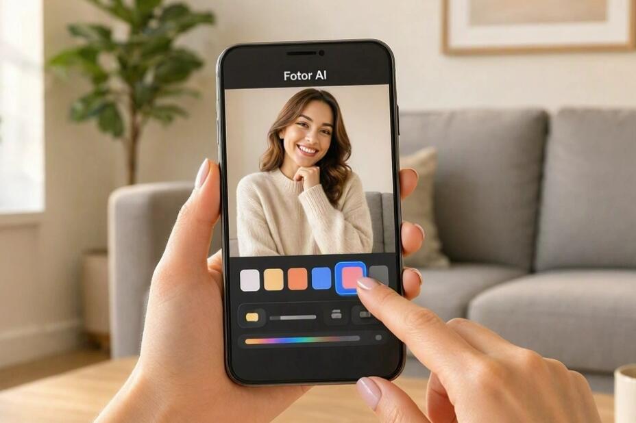A girl is editing clothes color in a photo