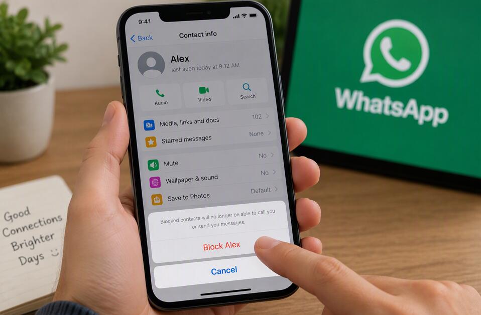 A guy is blocking someone on WhatsApp
