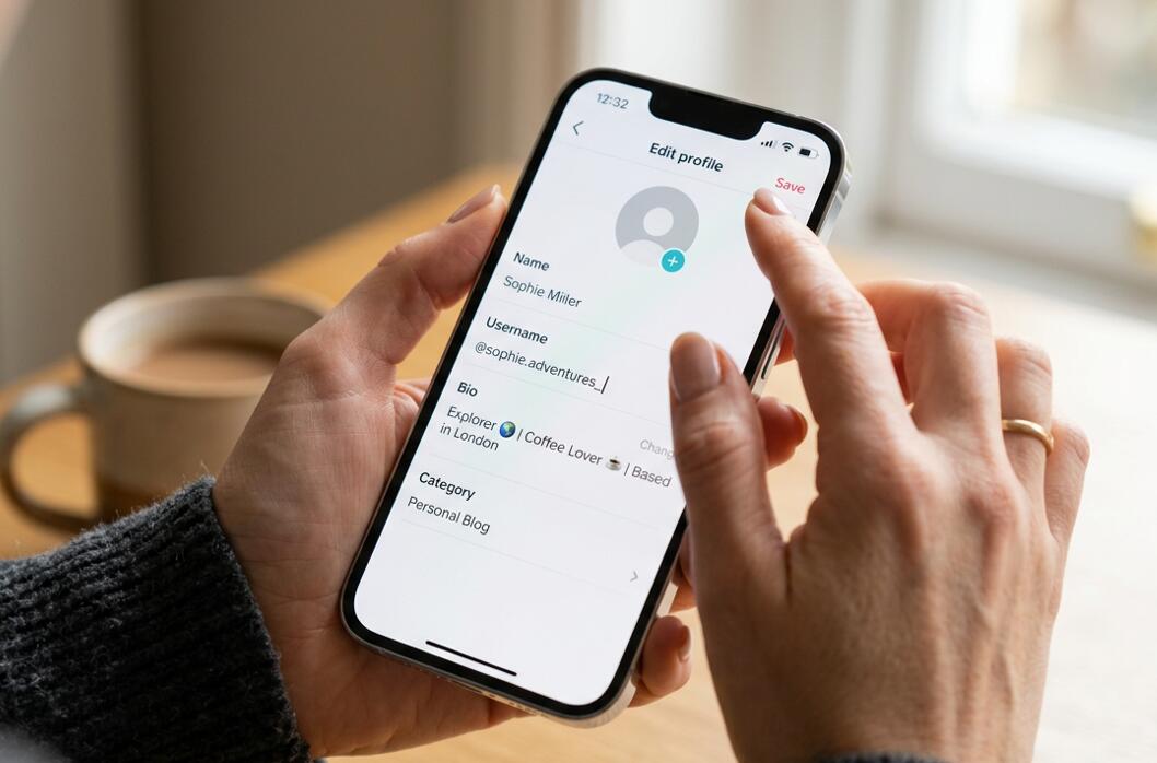 A man changes his TikTok profile on the phone
