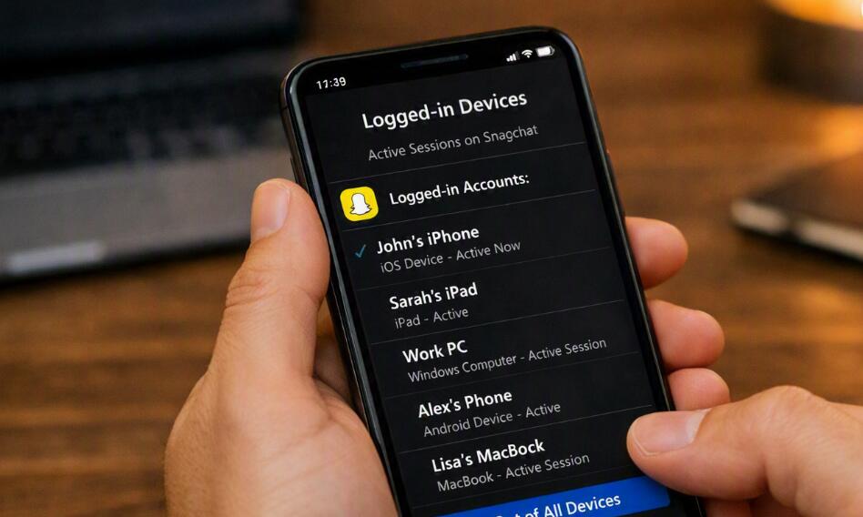 A man checks the list of users logged into Snapchat on his phone