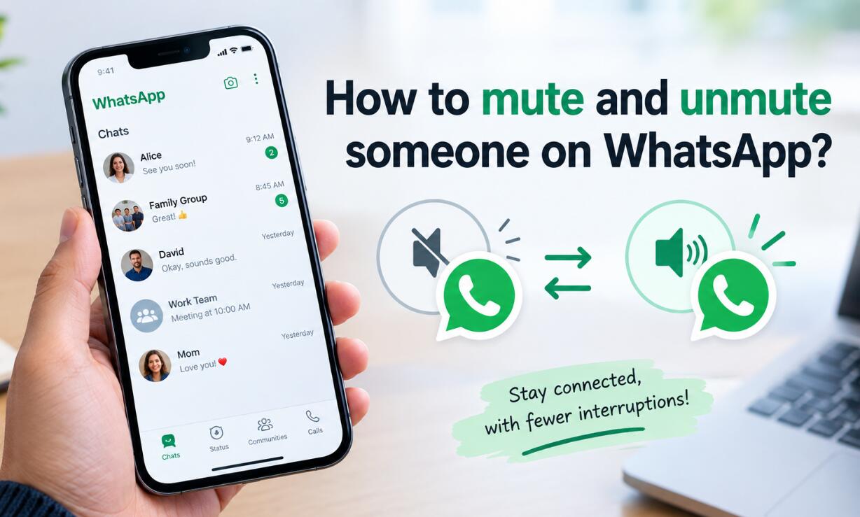 A guy is muting a WhatsApp chat on the phone