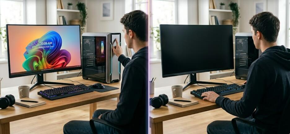 Настольный компьютер автоматически выключается