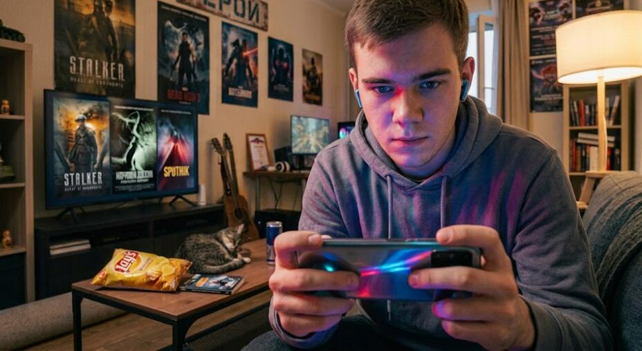 Люди, играющие в мобильные игры в наушниках