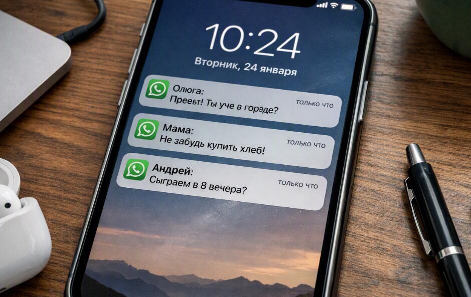 Всплывающие уведомления WhatsApp на iPhone