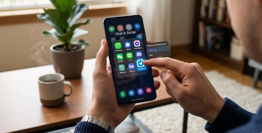 Telegram спрятан на телефоне