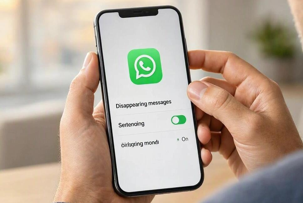 A man opens WhatsApp disappearing messages setting on the phone