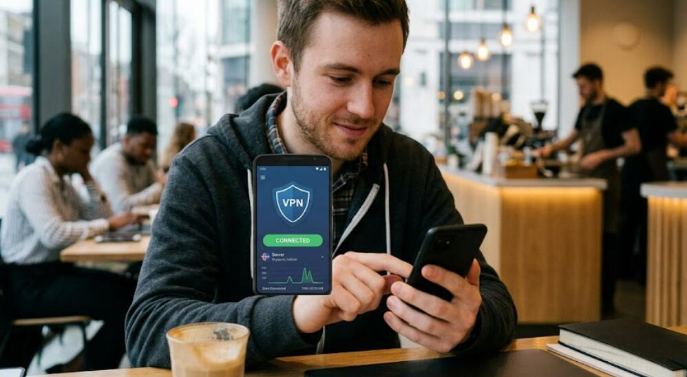 A man use VPN on his smartphone