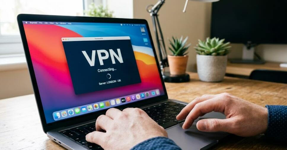Человек использует VPN на компьютере