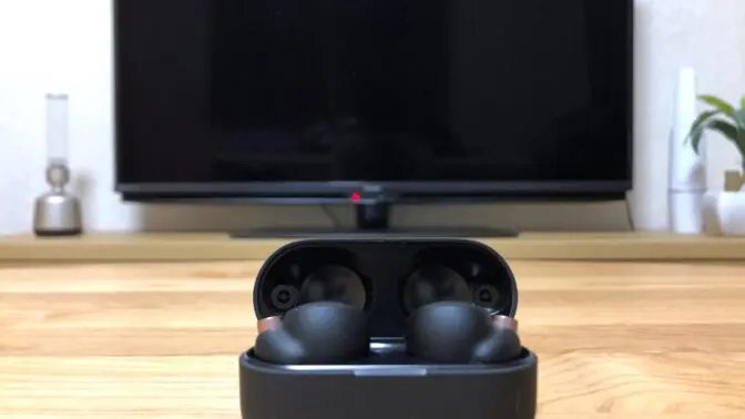 Bluetooth earbuds connected to TV